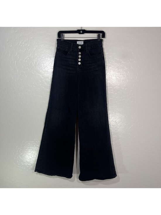 FRAME Denim - FRAME Le Palazzo Jeans Womens 26 Black Charcoal High Rise Wide Leg 26x29 Denim